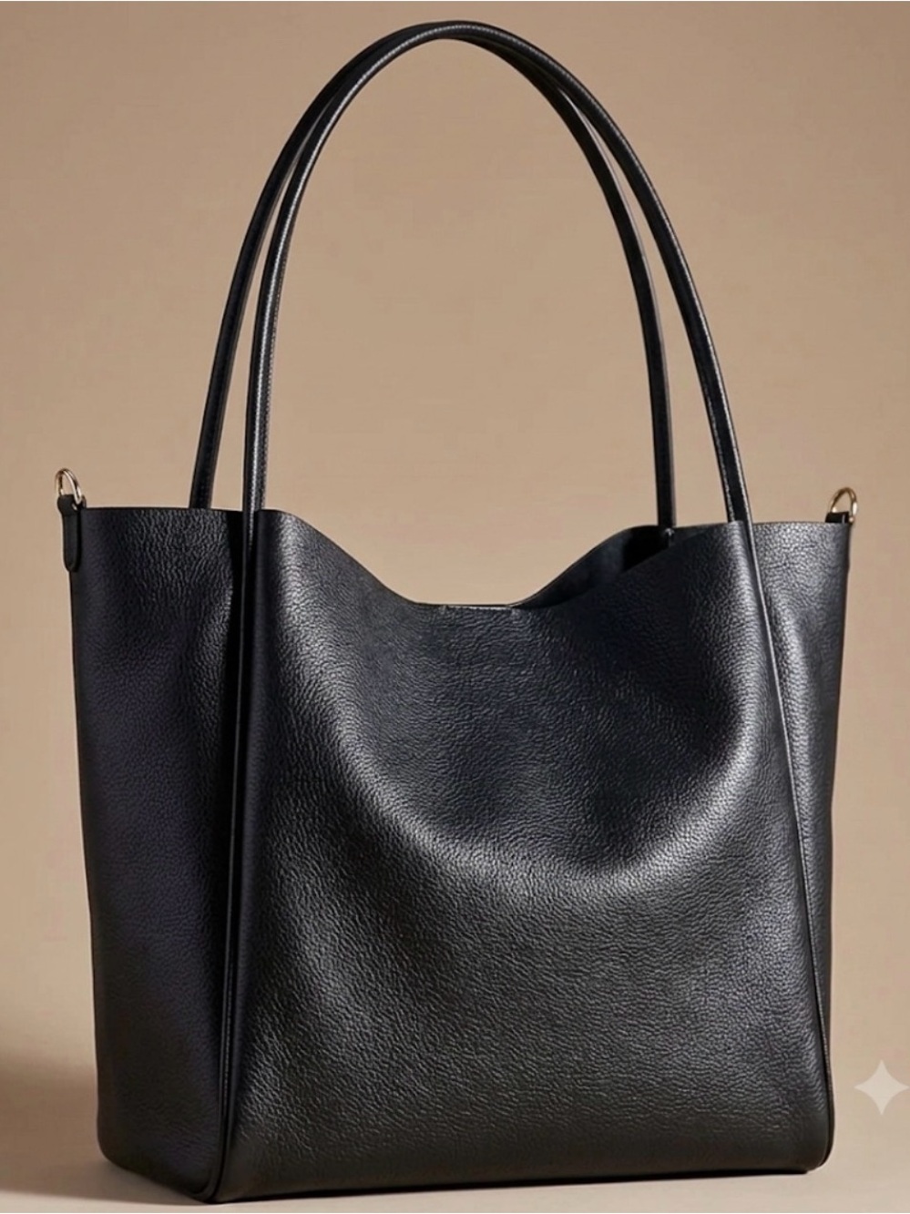 Anthropologie Holland Classic Black Leather Tote Bag - Large